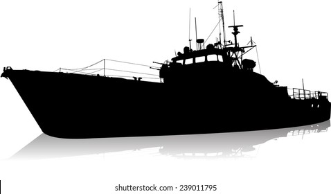 Vector Silhouette Of The Military Ship