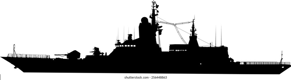 Vector Silhouette Of The Military Ship