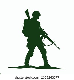 Silueta vectorial de un soldado militar