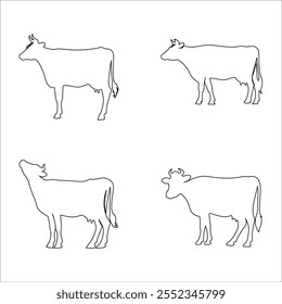 Vector Silhouette Of Milk Giving Cow's Outline