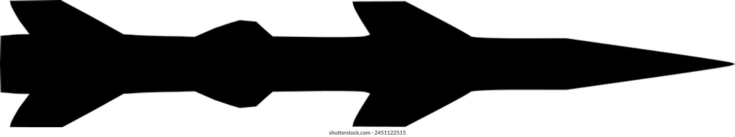 Vector silhouette - Missile - Military - Air attack with explosion - War and destruction Conflict