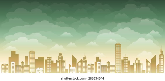 Vector silhouette of the modern city. Abstract city template. 