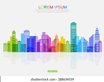 Silueta vectorial de la ciudad moderna. Plantilla de ciudad abstracta.