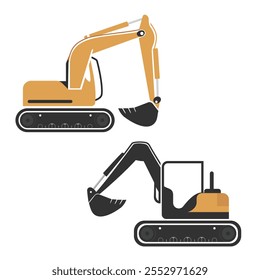 Silhueta vetorial de construção moderna Bulldozer Ilustração vetorial em design de amarelo e preto