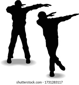 Vector silhouette modern dance dab pose.