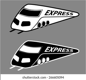 vector silhouette modern express train on gray background