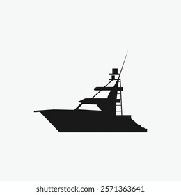 Vector Silhouette of a Modern Fishing Boat