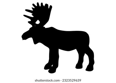 vector silhouette moose or big deer, isolated on white
