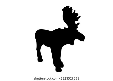 vector silhouette moose or big deer, isolated on white
