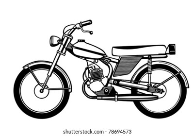 vector silhouette moped on white background