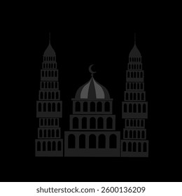 vector silhouette of mosque building without background