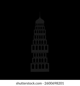 vector silhouette of the mosque tower building without background