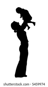 vector silhouette mother with baby