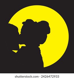 vector silhouette of mother and child love in circle shape
​