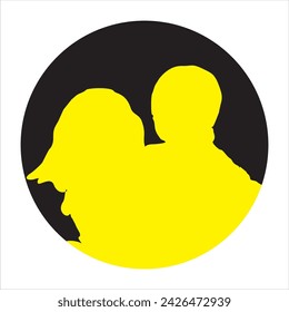vector silhouette of mother and child love in circle shape
​