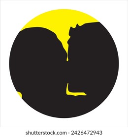 vector silhouette of mother and child love in circle shape
​