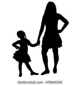 Download Similar Images, Stock Photos & Vectors of Vector Isolated Silhouette Mother Daughter - 466584695 ...