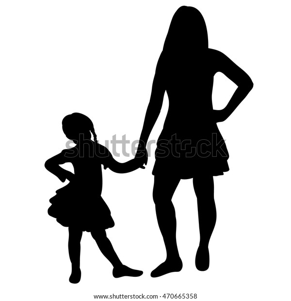 Download Vector Silhouette Mother Daughter Isolated On Stock Vector ...