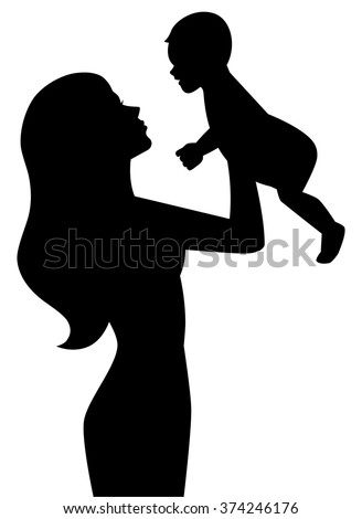 Download Vector Silhouette Mother Holding Baby On Stock Vector ...