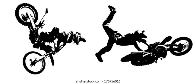 vector silhouette of a motocross rider jumping