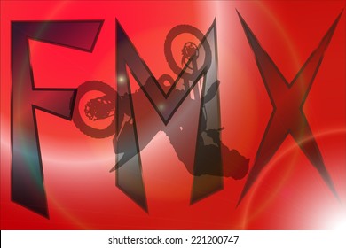 Vector silhouette of a motocross who jumps.