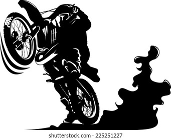 Vector - A silhouette of a motorcycle racer commits high jump