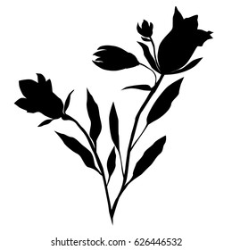 Vector silhouette of the mountain flower, black color, isolated on white background