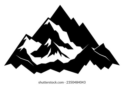 Vector Silhouette of a mountain for a logo black and white. Isolated.