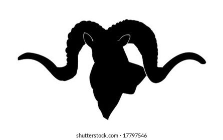 vector silhouette of the mountain ram on white background