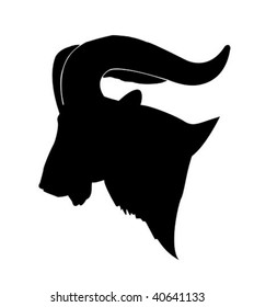 vector silhouette of the mountain ram on white background