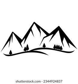 Vector Silhouette of Mountain With Snow. beautiful winter landscape