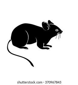 vector silhouette of the mouse  on white background