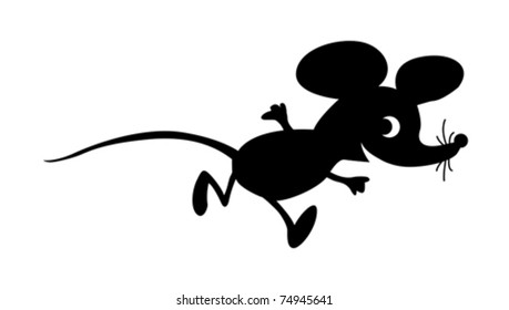 vector silhouette mouse on white background