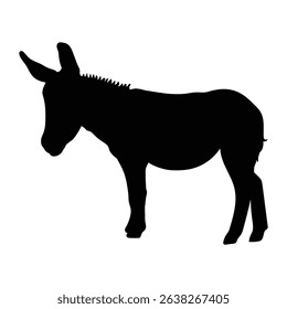 Vector Silhouette mule and donkey with separate white background