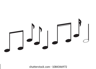 Vector silhouette of music on white background.