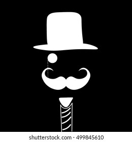 Vector silhouette of a mustachioed man in a hat