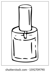 Vector silhouette nail polish bottle. Flat icon isolated on white. Line icon, outline sign, linear pictogram, logo illustration. Vector stock illustration