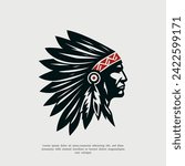 vector silhouette native indian apache logo design illustration
