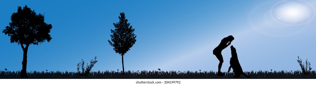 Vector silhouette of nature along the beautiful days.