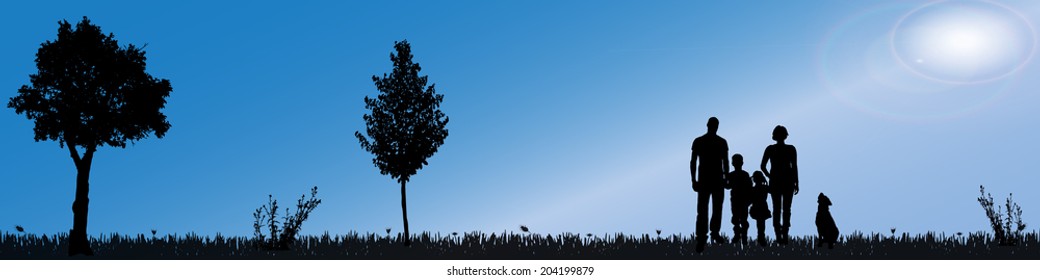 Vector silhouette of nature along the beautiful days.