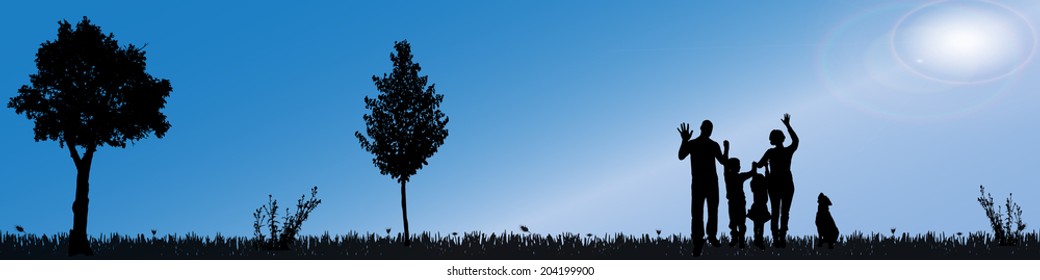 Vector silhouette of nature along the beautiful days.