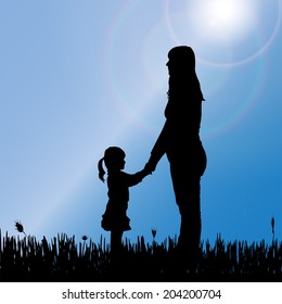 Vector silhouette of nature along the beautiful days.