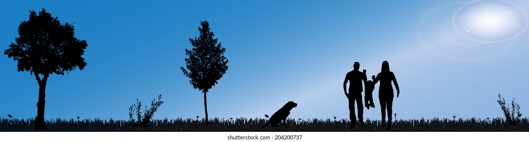 Vector silhouette of nature along the beautiful days.