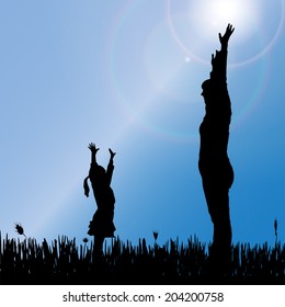 Vector silhouette of nature along the beautiful days.