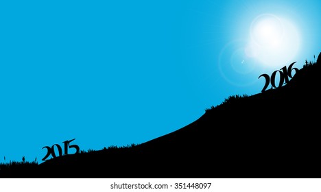 Vector silhouette of nature with the new year.