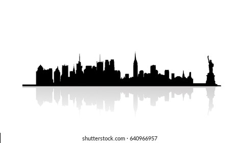 Vector silhouette of New York on white background.