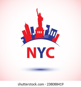 Vector silhouette of New York / Stars and Stripes