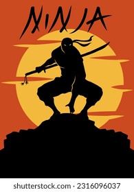 vector silhouette ninja illustration design