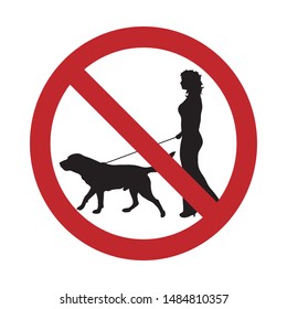 Vector silhouette no entry with dog mark on white background. Symbol of stop,prohibition,warning,animal,pet.