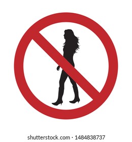 Vector silhouette no entry mark on white background. Symbol of stop,walk,prohibition,warning,danger.